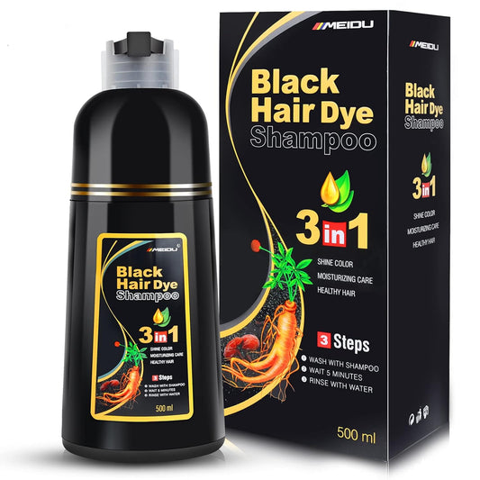 Champú Tinte negro 2 en 1 – Lava, Tiñe y Cubre Canas al Instante